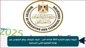 نتيجة دبلوم التجارة 2025 متاحة الآن.. اعرف نتيجتك برقم الجلوس عبر بوابة التعليم الفني الرسمية